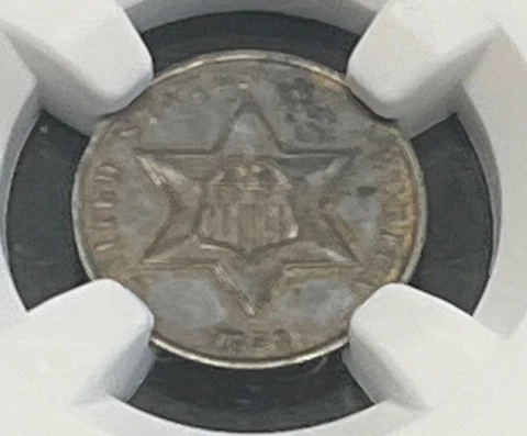 1859 3-CENT SILVER PIECE NGC AU 55   ACTUAL COIN #F1797 Cover