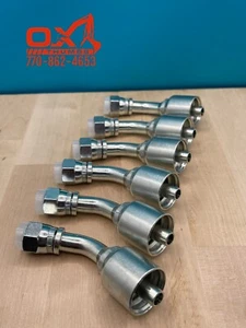 6 Parker Style 13743-6-6 Hydraulic Hose Crimp Fittings 3/8” Hose X 3/8” FJIC 45 - Picture 1 of 4