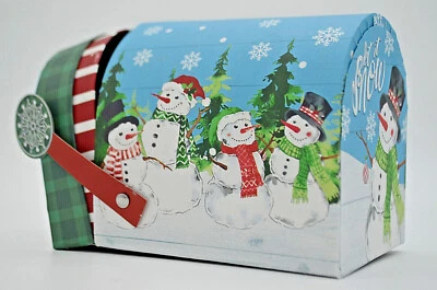 Greenbrier Co. Christmas LET IT SNOW Snowmen blue Mailbox Hard Cardboard 4 sizes - Image 1 of 4