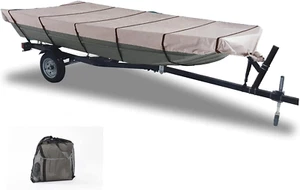 Trailerable Jon Boat Cover 600D Fits 14' - 16' Heavy Duty Waterproof Marine Grad - Picture 1 of 8