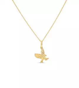 Olive & Kette 14k Gold Adler Vogel Charm Anhänger Halskette - Bild 1 von 28