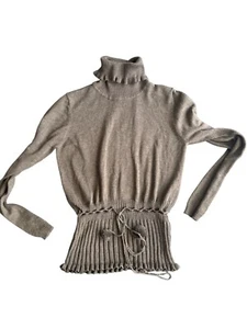 Kik-It Womens Brown Knit Turtleneck Sweater With Drawstring Waist & Ribbed... - Picture 1 of 5