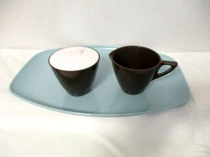 Vintage Brown Plastic Sugar Bowl and Creamer Set Allied Chemical USA Camping - Picture 1 of 8