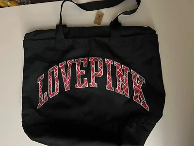 Bolso de Mano Victoria's Secret ROSA Negro Grande Cremallera Cierre Superior BlackFriday 2022 Nuevo con Etiquetas Foto 1 de 3