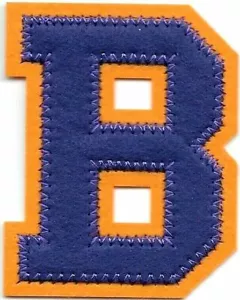 Purple Letter B Patch Felt Gold Outline Varsity Cut out Iron on (2 1/2" in) - Picture 1 of 1