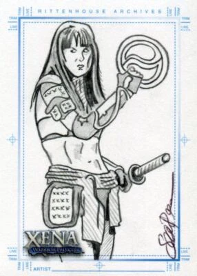 Xena Art & Images Sketch Card by Sean Pence Xena Holding Chakrum - Image 1 of 2
