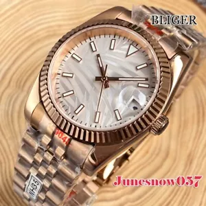 Rose Gold Fluted Watch Bliger 39mm Automatic NH35A Sterile Dial Men Sapphire - Picture 1 of 7