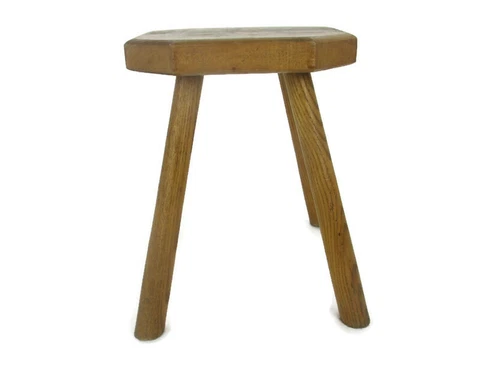 Hand Carved wood Milking Stool Pedestal Table Pedestal Barn Style Funky 4 legs Cover