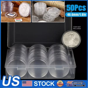 50PC Direct Fit Airtight 6.1in American Eagle Silver 1Oz Coin Holders Capsules - Picture 1 of 19