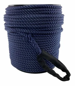 Cuerda de nailon 16 mm azul marino 3ª x 80 m cuerda de anclaje en un carrete C/W 6" ojo suave protegido - Imagen 1 de 6