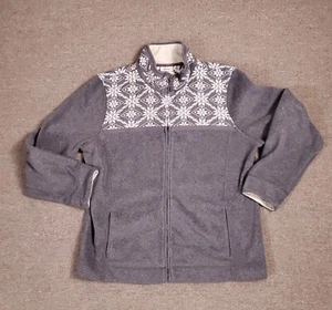 LL Bean Fleece Mens Extra Large Gray Snowflake Geometric Design Warm Cozy Office - Picture 1 of 14