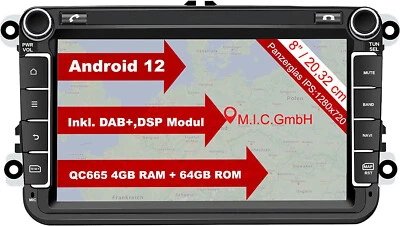 M.I.C. AV8V7 Android 12 Autoradio mit navi Qualcomm Snapdragon 665 4G+64G Ersatz - Bild 1 von 4
