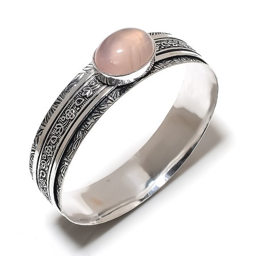 VALENTINO Bracciale in argento sterling 925 fatto a mano con pietre preziose quarzo rosa 7 5" per lei n699