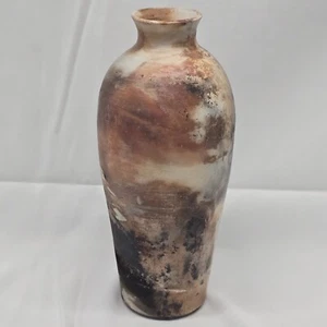 Studio Pottery Raku Vase / Saggar Fired Raku Vase Signed - Picture 1 of 24