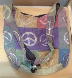 Bolso de mano Rising International algodón símbolo de paz bolso cruzado retazos - Imagen 1 de 4
