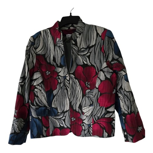 VETEMENTS Giacca blazer Alfred Dunner 14P floreale donna maniche lunghe zip intera contadina