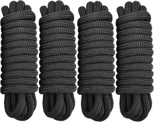4 Pack 3/8 Inch 20 FT Double Braided Nylon Boat Dock Lines Mooring Rope Black - Bild 1 von 10