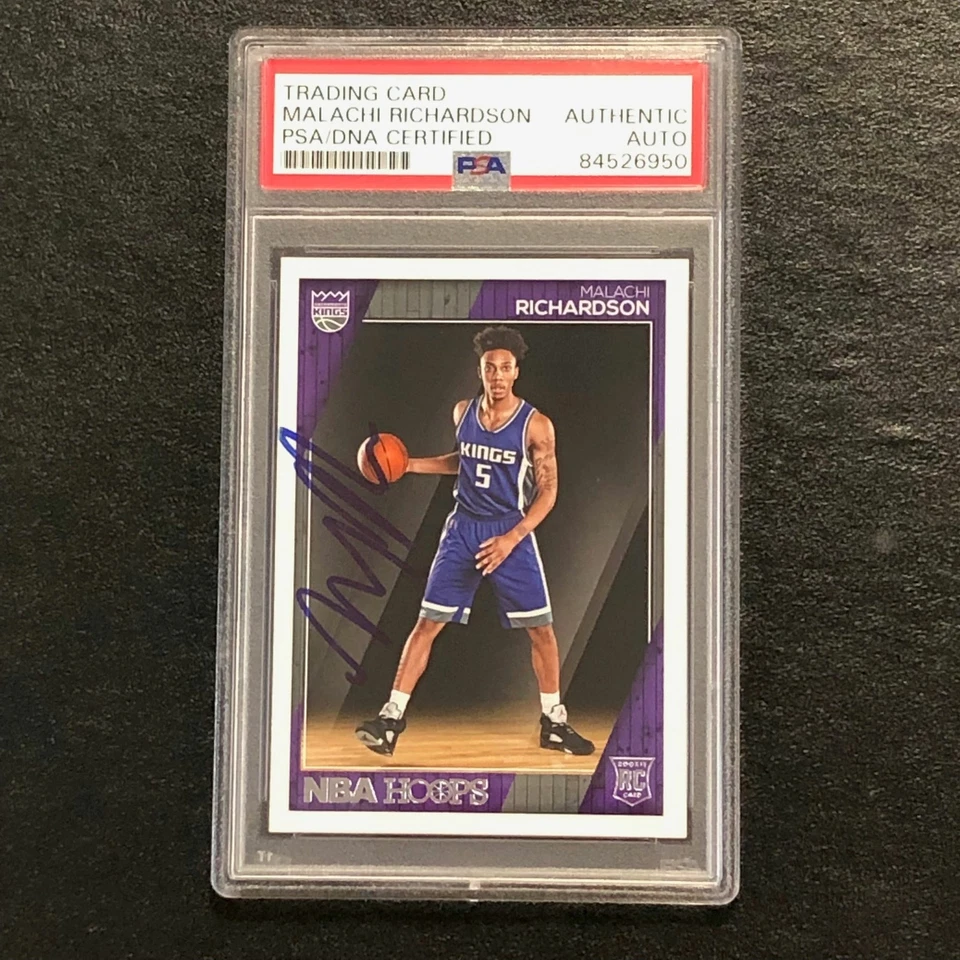 2016-17 NBA Hoops #279 Malachi Richardson Signed Card AUTO PSA Slabbed RC Kings - Image 1 of 2