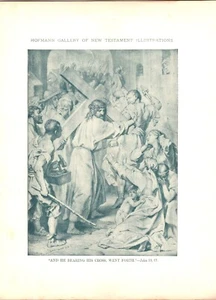 Incisione Galleria Hoffman Illustrazioni Gesù Guarda l'uomo e Porta Croce - Foto 1 di 2