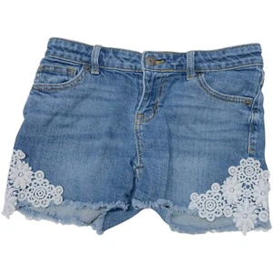 Cat & Jack Girls Denim Shorts W/ Lace Snap Zip - Size 10/12 (L) - Picture 1 of 4