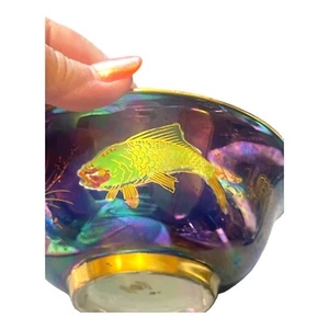 Antica ciotola pesce smaltata Art Deco corona lucentezza Devon Inghilterra campi - Foto 1 di 7