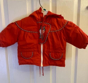 Cappotto vintage domatore meteo bambina taglia 12M rosso invernale con cappuccio imbottito giacca anorak - Foto 1 di 19