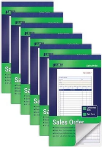 Better Office Products Sales Order Books, 6 Pack, 2-Part Carbonless (White/Canar - Picture 1 of 6