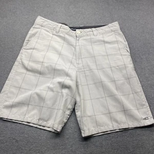 O'Neill Shorts Mens 34x9" Flat Front Chinos Gray Plaid Pockets Golf Casual Logo - Picture 1 of 11