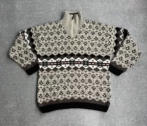 VINTAGE Herren Pullover Langarm 2XL 90er Muster WOLLE Strickpullover 22919 Grau - Bild 1 von 9