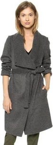 Vince Medium Heather Grey Wool Wrap Car Coat $695 NWT XL Leather Trim Otoño 2014 - Imagen 1 de 1