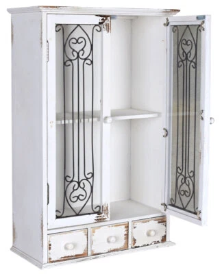 Wandschrank Vitrine Hängevitrine Shabby Chic Hängeschrank Wandvitrine Antik - Bild 1 von 4