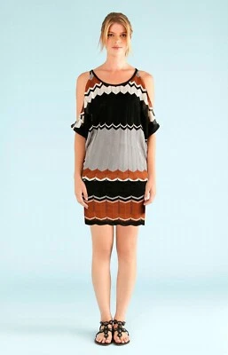 Vestido túnica de verano tejido Hale Bob Chevron XS NUEVO CON ETIQUETAS 2DSM6986 Foto 1 de 3