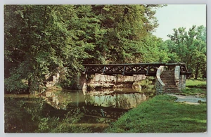 Postcard Rustic Bridge Over Pine Creek, Oregon, Illinois - Picture 1 of 2