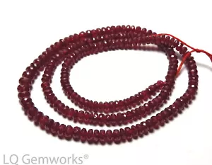 15" Genuine RUBY 2.5-4mm Faceted Rondelle Beads AAA NATURAL /R25 - Picture 1 of 1