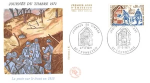 Sobre FDC FRANCIA DÍA DEL SELLO 1914 CORREO EN EL FRENTE 1971 COURBEVOIE - Picture 1 of 1
