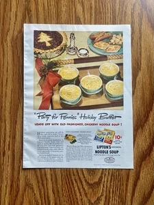 1945 Vintage Lipton kontinentale Nudelsuppe Urlaub Buffet Weihnachten Party Druck Anzeige - Bild 1 von 3