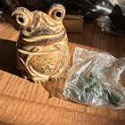 Vtg Frog Cone Incense Burner Holder Stoneware Pottery Cute Made in Japan