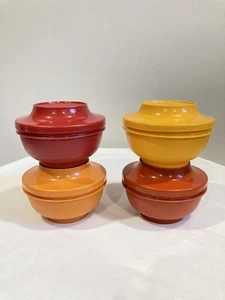 Vintage Tupperware Seal & Serve Bowls Lids 1436 Harvest Fall Colors Set Of 4 - Picture 1 of 5