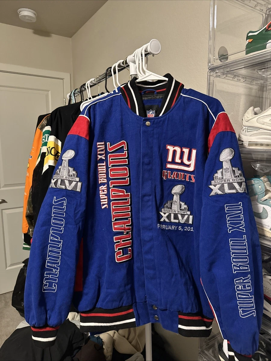 New York Giants スーパーボウルXLVIジャケット Starter Jacket New York Giants Gold Satin Super Bowl XLVI New