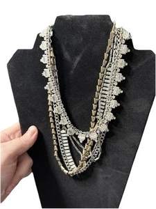 Stella & Dot Sutton wandelbare Silber Statement Halskette Strass Metall - Bild 1 von 6