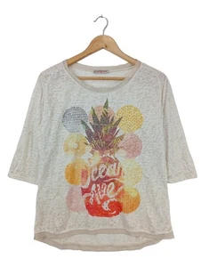 FUNKY STAFF Blusa caída Mujeres Blusa Talla EU 38 blanco puro-rojo-naranja claro - Imagen 1 de 5