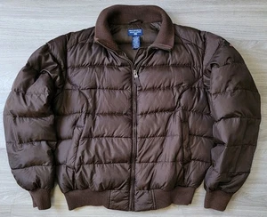Vtg Polo Jeans Ralph Lauren Jacket Men's L Brown Quilted Goose Down Puffer Retro - Picture 1 of 16