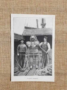 Un nuovo scafandro Palombaro e palombari Stampa del 1900 - Picture 1 of 1