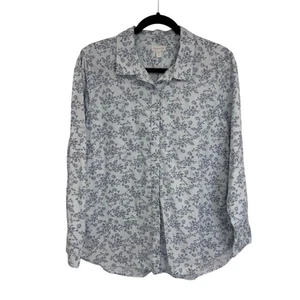 Garnet Hill Hemd mit Knopfleiste Damen 12 blau geblümt Bio-Baumwolle feminin - Bild 1 von 14