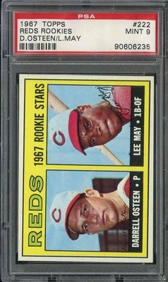 1967 TOPPS #222 DARRELL OSTEEN/LEE MAY PSA 9 (RC) REDS ROOKIES *B67193 - Image 1 of 2