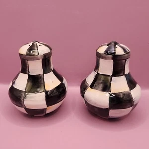 Mackenzie Childs Courtly Check Salt & Pepper Shakers, NEW, No Box - Picture 1 of 5