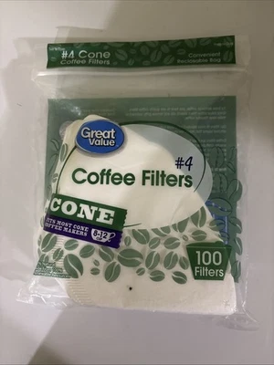 Great Value #4 Cone Coffee Filters, 100 count - New - Image 1 of 2