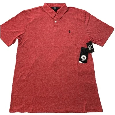 NEW MENS VOLCOM L WRECKER MT POLO SHIRT - RED  SHORT SLEEVE  - Image 1 of 4