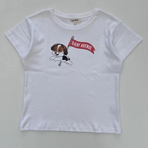 Djerf Avenue Ribbed White Graphic T Shirt Size Women’s XL New Without Tags - Picture 1 of 5