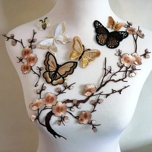 8 Piece Butterfly Embroidery Applique Patch Iron on Cotton Applique Butterfly... - Picture 1 of 4